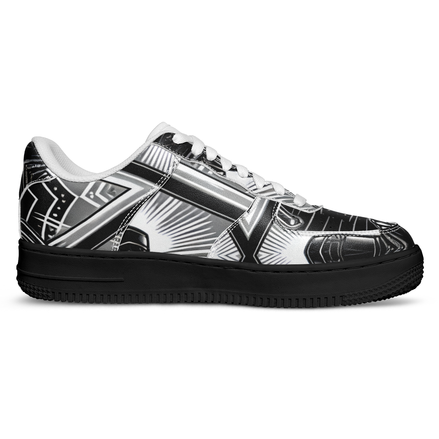 Men' Monochrome Gothic Kaleidoscope Pattern All Over Print Core Low Shoes