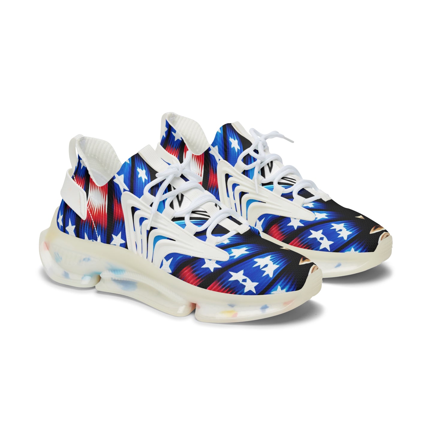Women's American Flag Stars & Stripes Pattern All Over Print Mesh Sneakers