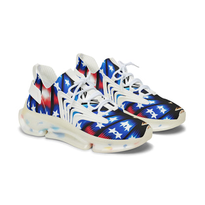 Women's American Flag Stars & Stripes Pattern All Over Print Mesh Sneakers