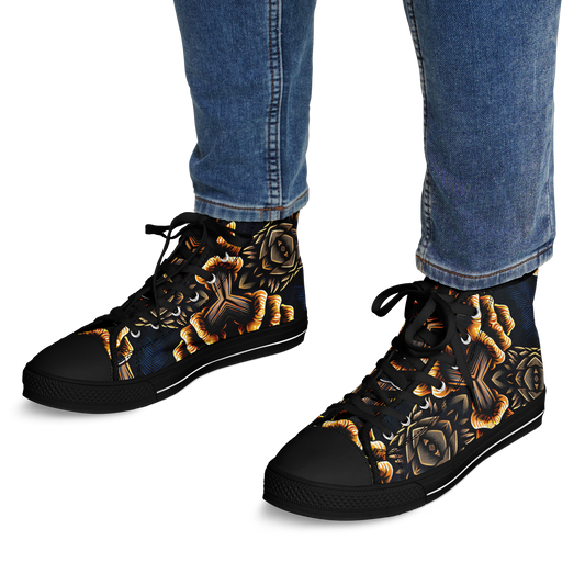 Men's Geometric Gold & Black Pattern Urban Peak High Top Shoes