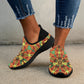 Women's  Bold Tribal Kaleidoscope Pattern Fly Weave Drop-in Heel Sneakers