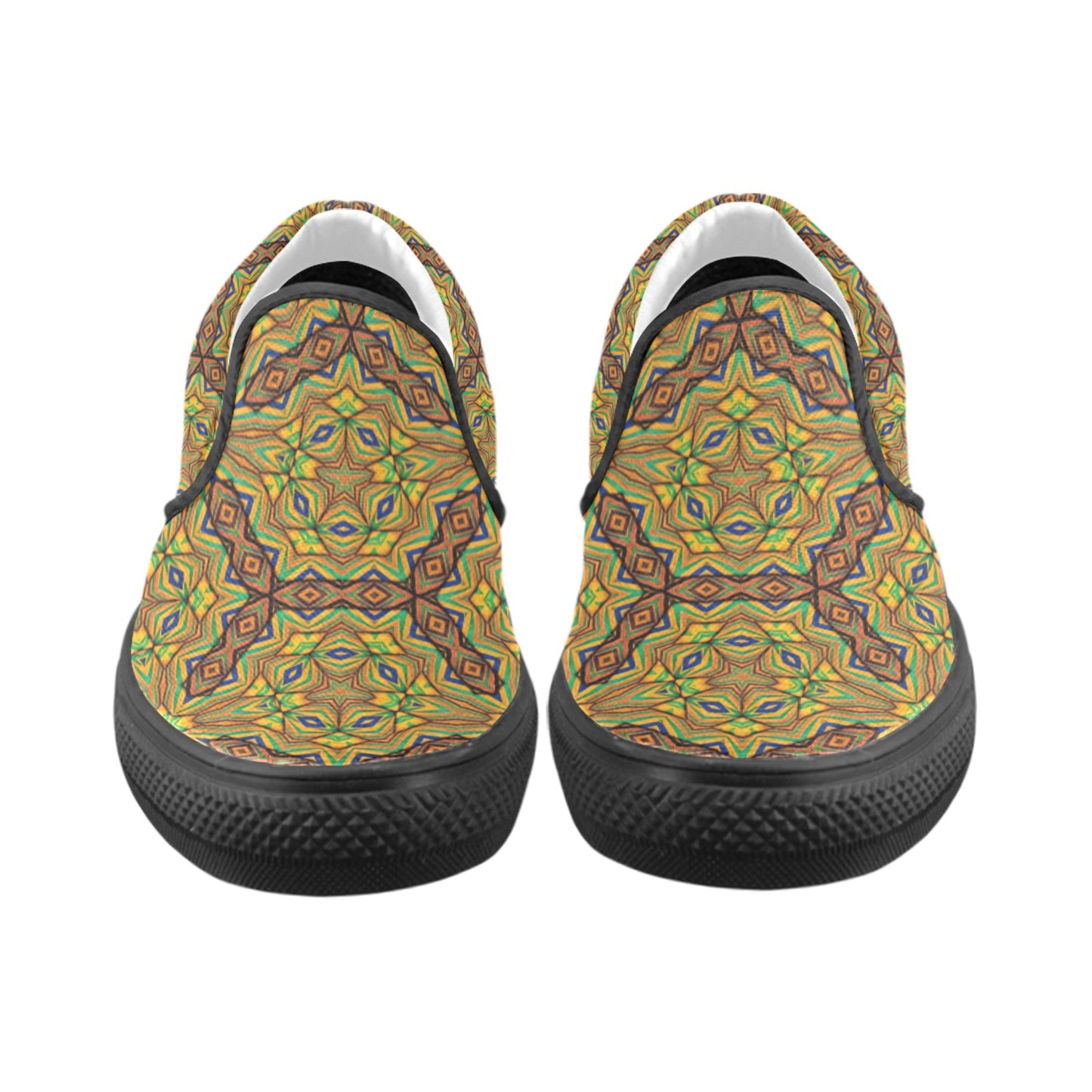 Men's Kaleidoscope Geo Pattern Unusual Slip-on Canvas Shoes