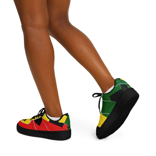 Women's Red Yellow Green and Black Stars Pattern All Over Print Urban Peak High Top Shoes