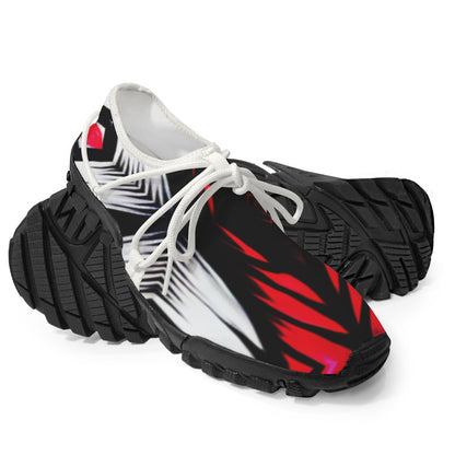 Men's Abstract Red, White & Black Pattern All-Over Print Outdoor Training Shoes