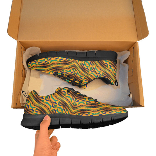 Men's Vibrant African Kente Geometric Breathable Running Shoes.