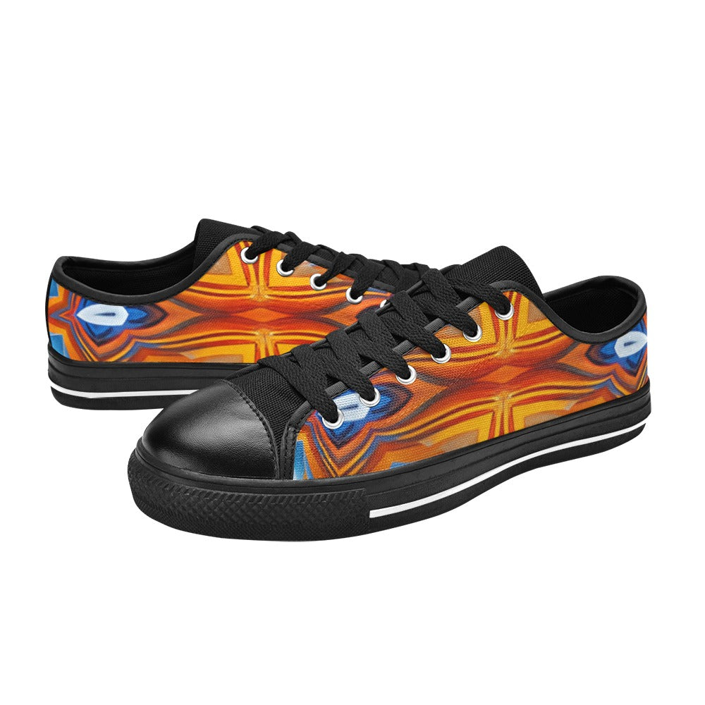 Women' Abstract Flame Kaleidoscope Pattern All Over Print Low Top Canvas Shoes