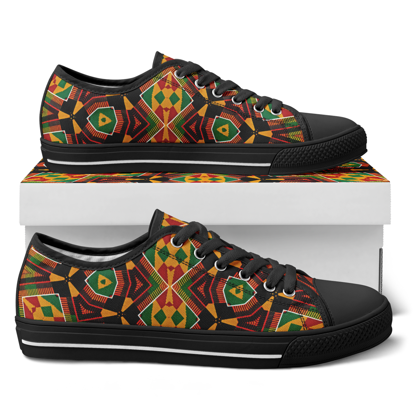 Women's African Kente Geometric Star Pattern All-Over Print Urban Peak Low Shoes