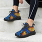 Women's Bold Blue & Gold Abstract Pattern All-Over Print Twisted Sole Sneakers