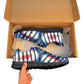 Men's Red White Blue Geometric Pattern All-Over Print  Breathable Running Shoes.