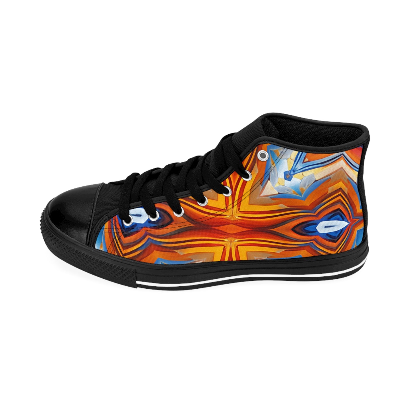 Men's Vibrant Orange Geometric Pattern All Over print High-Top Sneakers