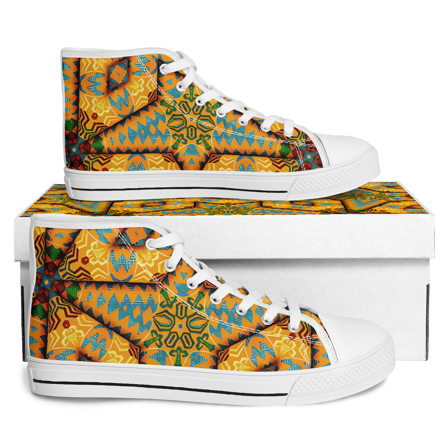Men's Golden Geometric Mosaic Pattern Urban Peak High Top Shoes