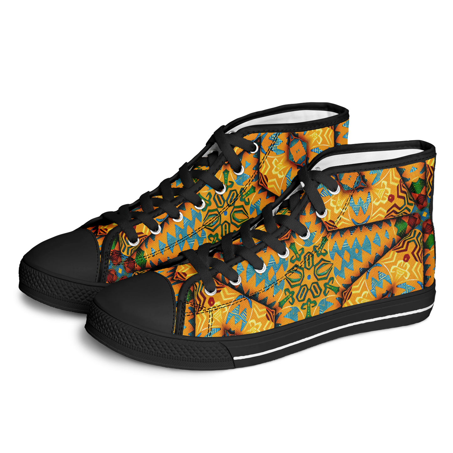 Women's Golden Geometric Mosaic Pattern Urban Peak High Top Shoes