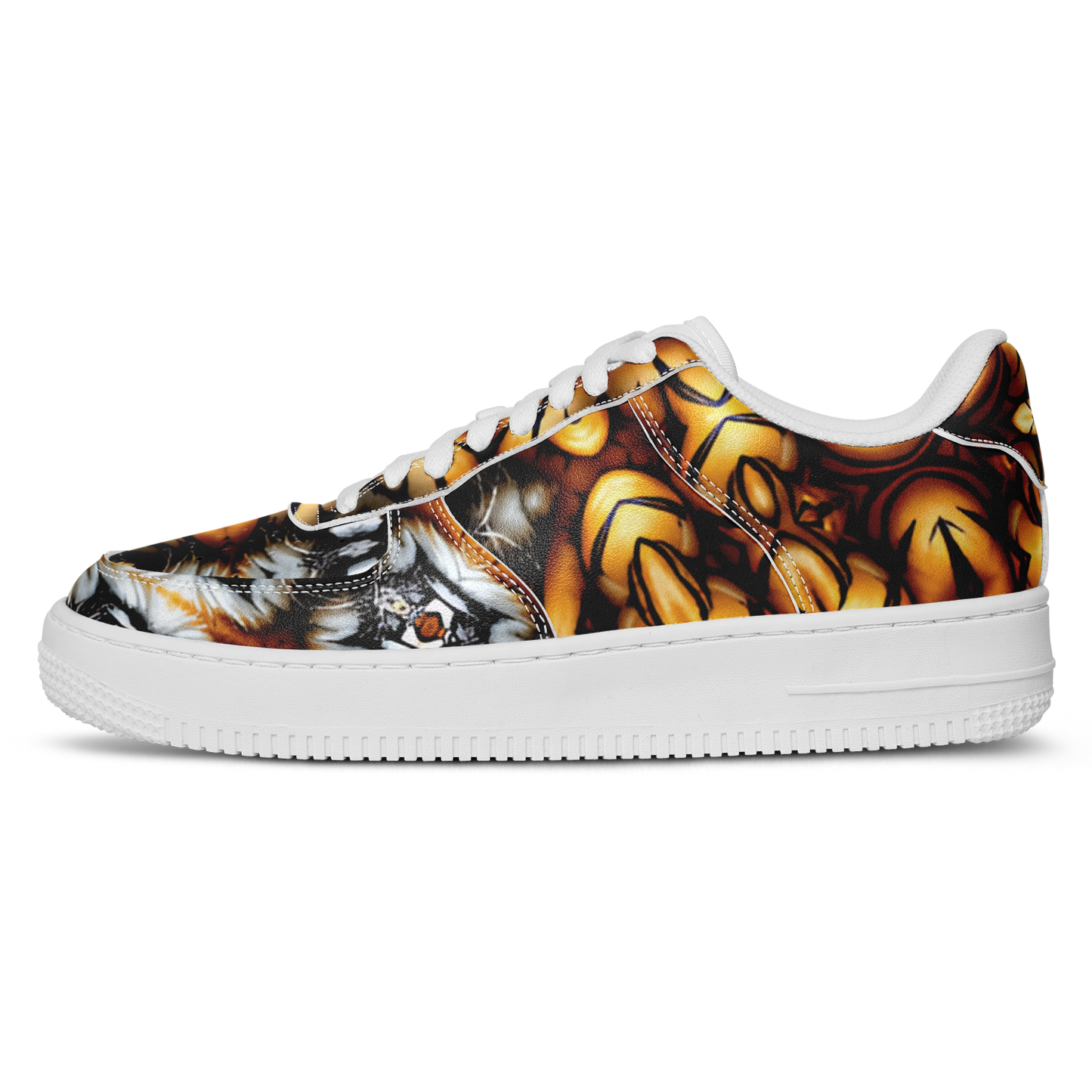 Men's Golden & White Kaleidoscope Pattern All-Over Print Core Low Shoes