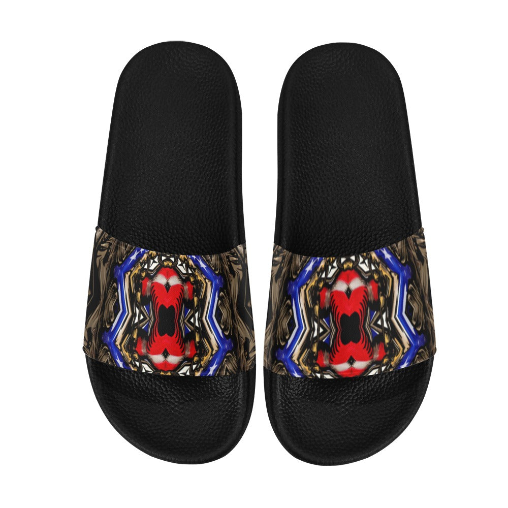 Men's Patriotic Kaleidoscope Pattern All-Over Print Slide Sandals