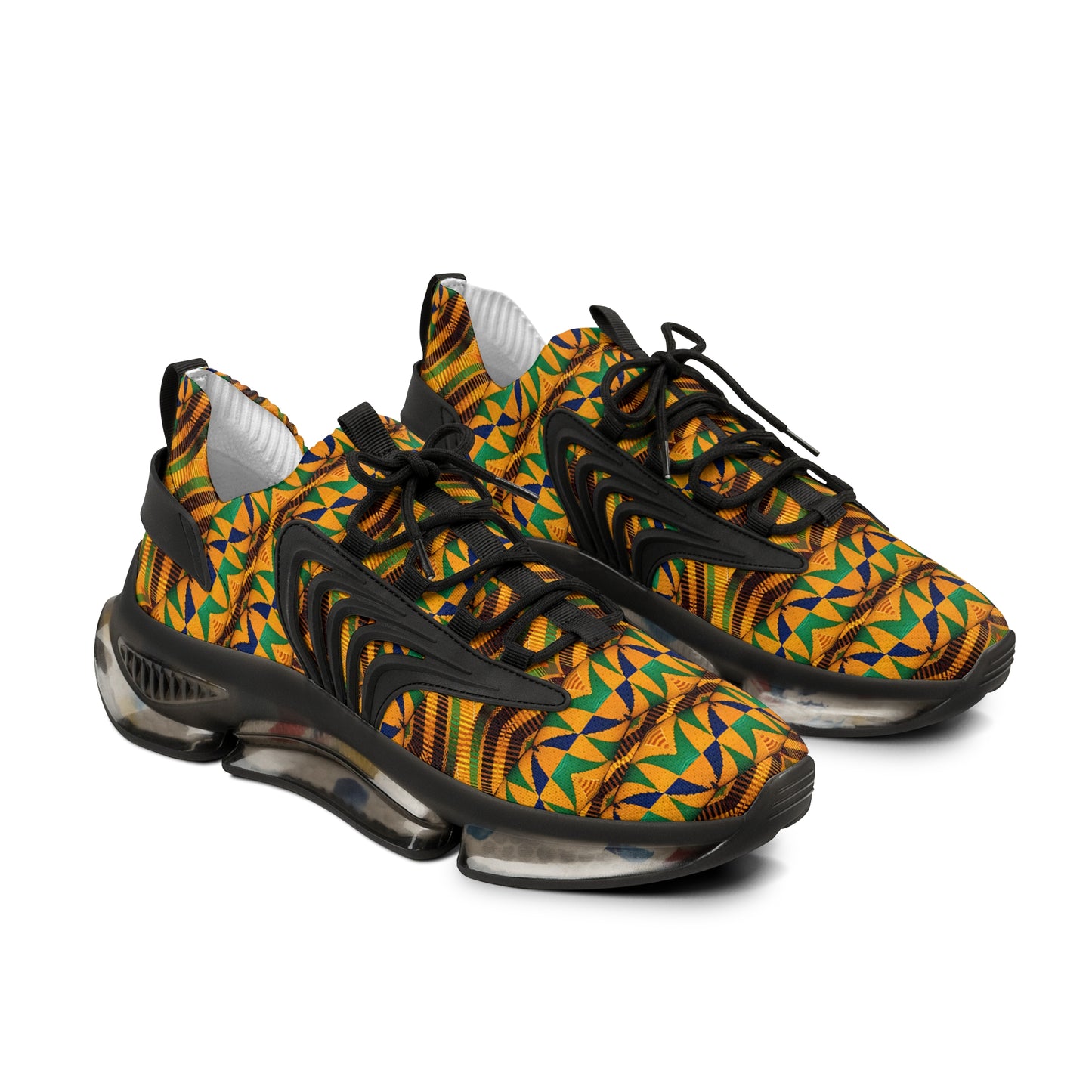 Women's African Kente Geometric Pattern All-Over Athletic Sneakers