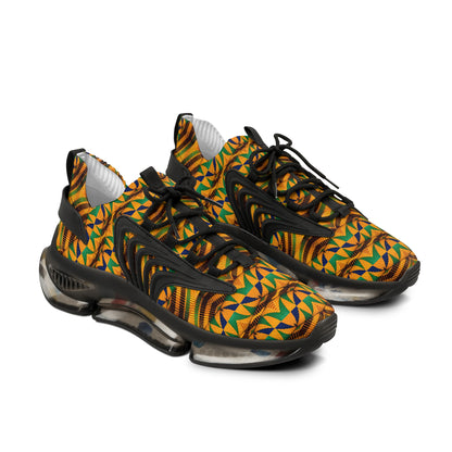 Women's African Kente Geometric Pattern All-Over Athletic Sneakers