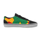 Women Bold Green, Red & Gold African Kente-Inspired Pattern  Low Top Skateboarding Shoes
