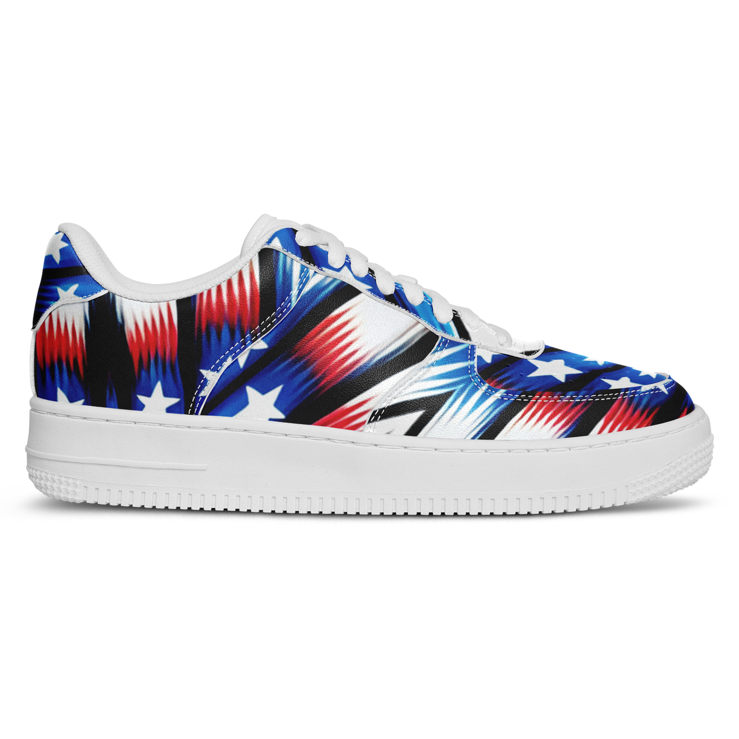Women's Red White Blue Geometric Pattern All-Over Print Core Low Shoes
