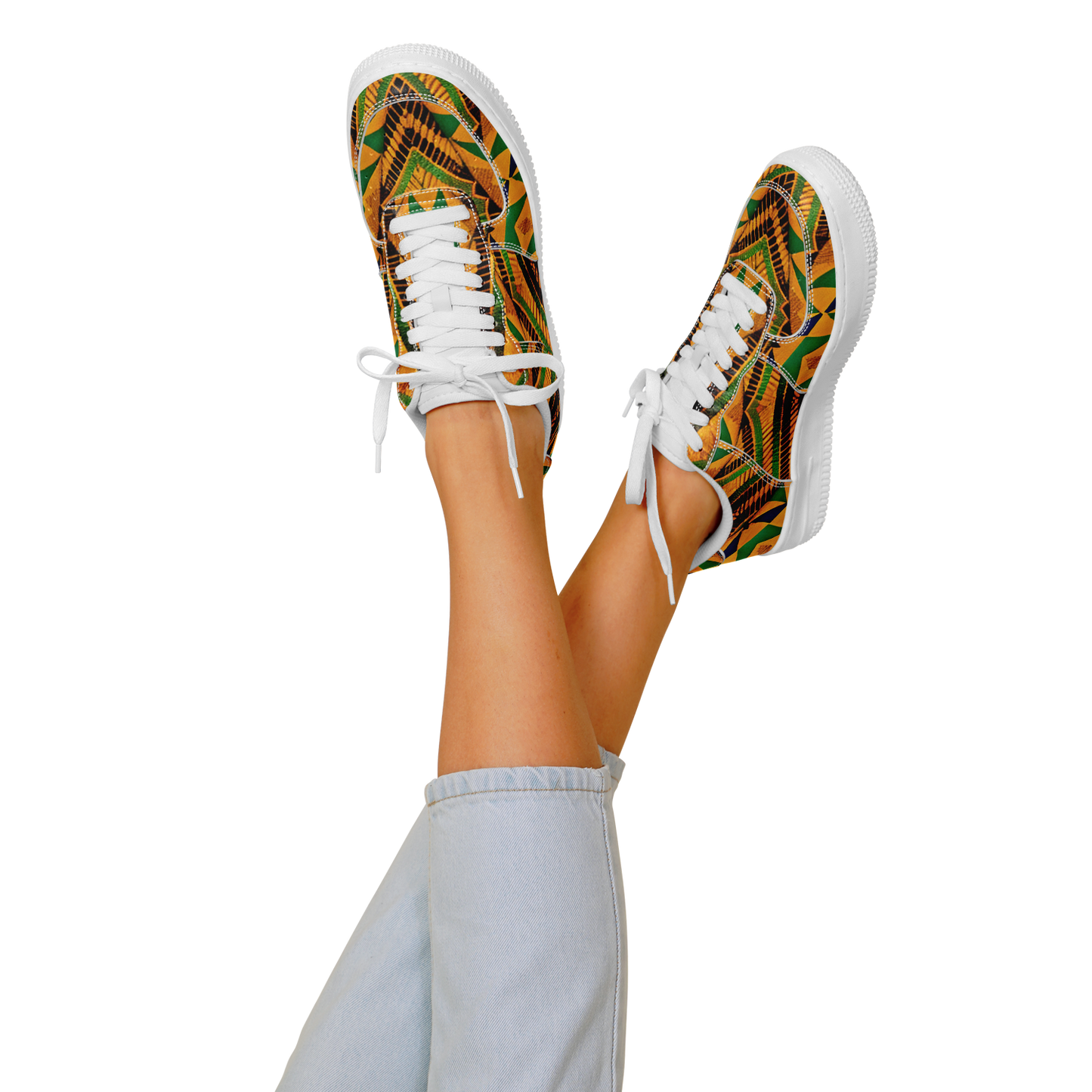 Women's Bold African Kente Inspired Pattern All-Over Print Core Low Shoes