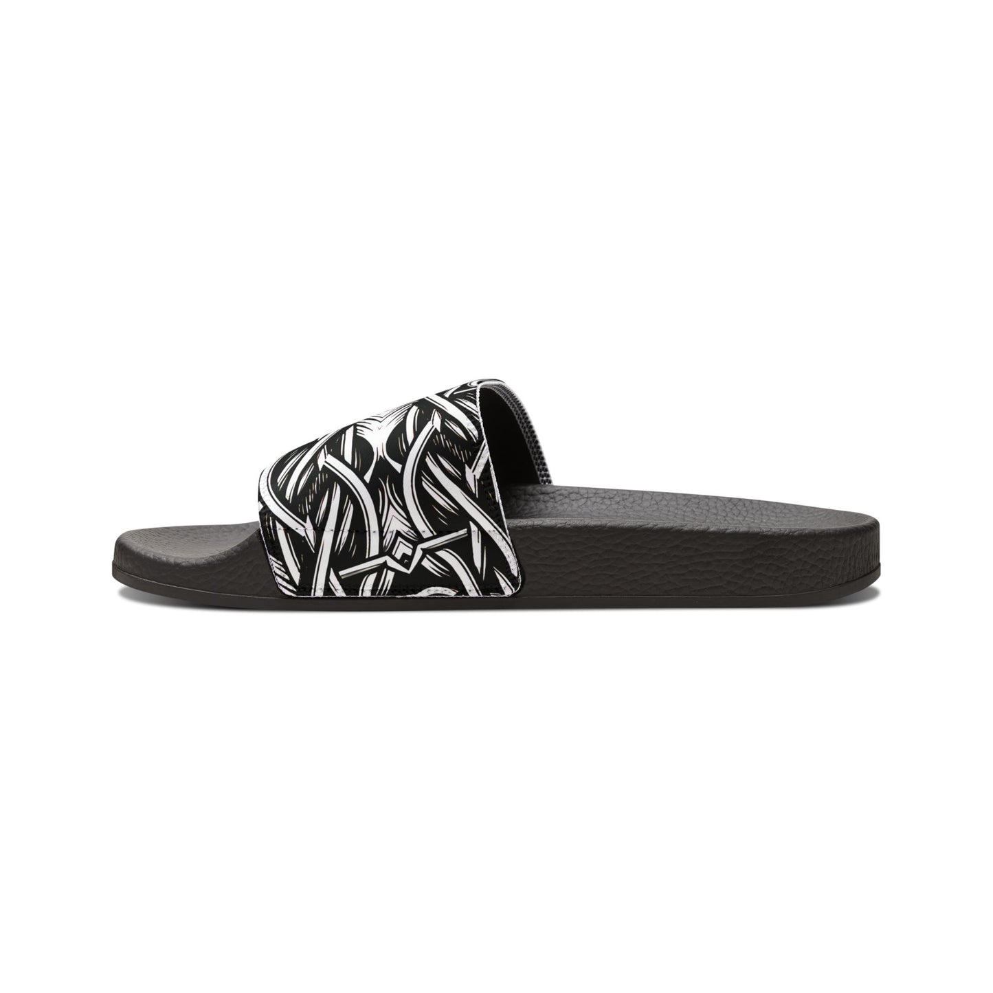 Women's Black Chain Link Slide for Casual, Beach & Pool Removable-Strap Sandals