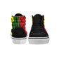 Women's Red Yellow Green and Black Stars High Top Skateboarding Shoes