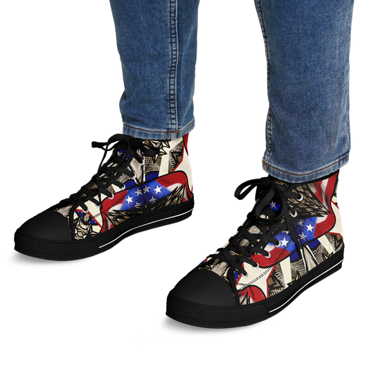 Men's Patriotic Stars & Cross Kaleidoscope Pattern All-Over Print Urban Peak High Top Shoes