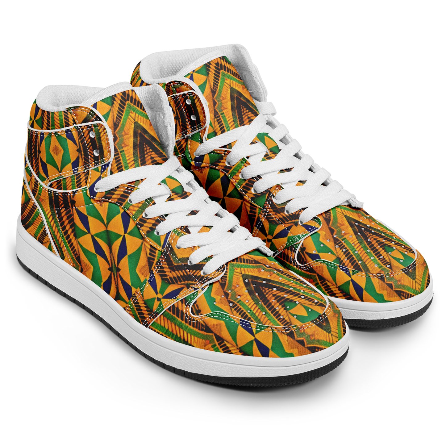 Men's Bold African Kente Inspired Pattern All-Over Print Motion High Top Shoes