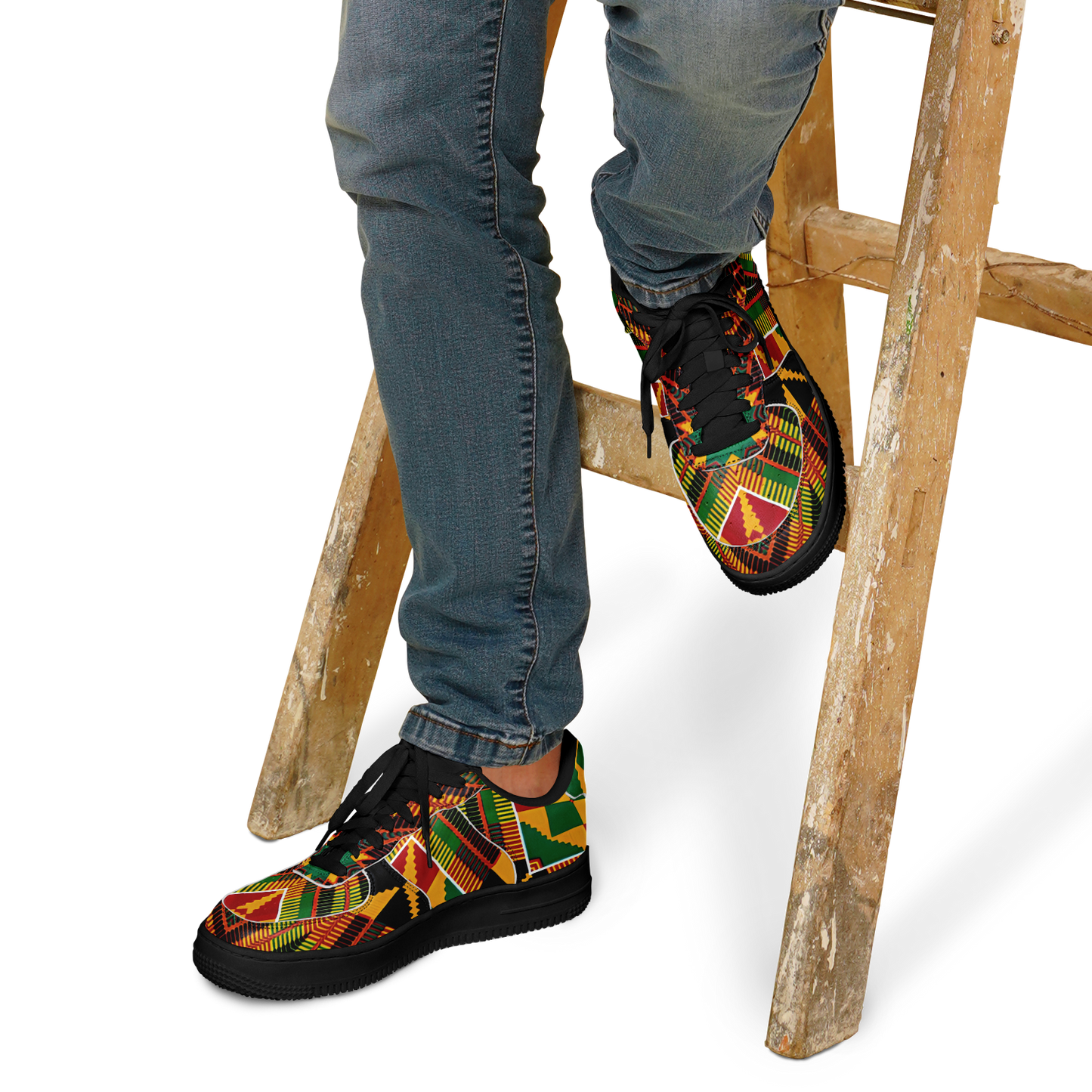 Men's Vibrant African Kente Geometric Pattern All-Over Print  Core Low Shoes