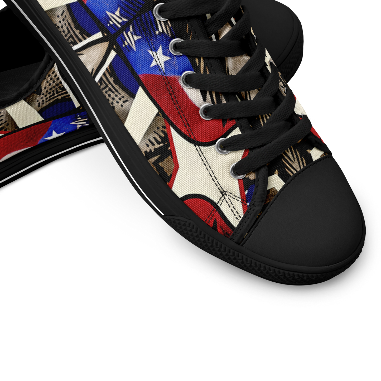 Men's Patriotic Stars & Cross Kaleidoscope Pattern All-Over Print Urban Peak Low Shoes