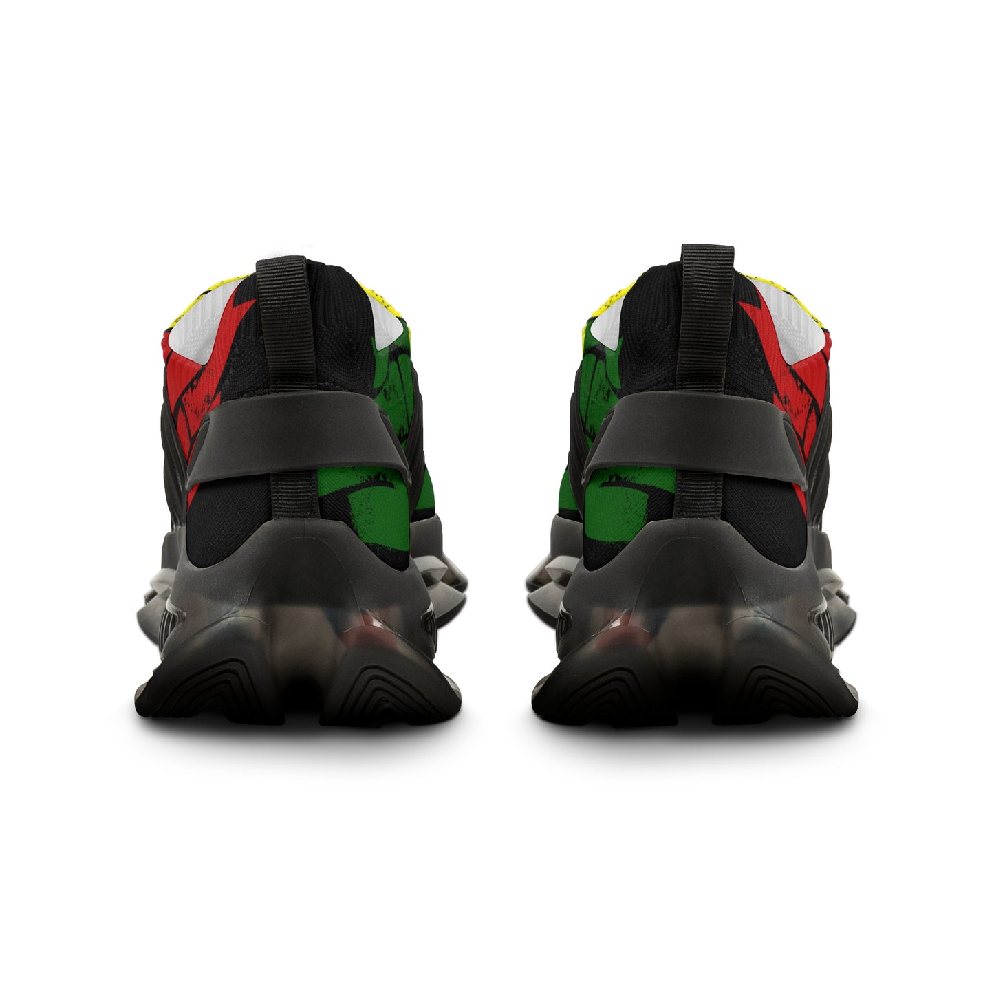 Men's Red Yellow Green Black Stars Athletic Mesh Sneakers