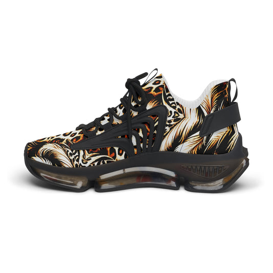 Women's Luxe Leopard Scroll Pattern All Over Print Mesh Sneakers