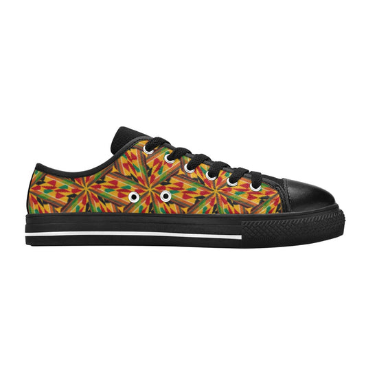 Women's Vibrant African Kente Geometric Pattern All-Over Print Low Top Canvas Shoes