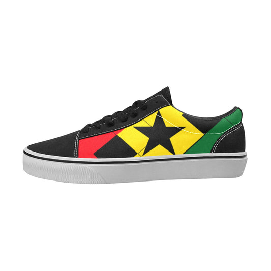 Women's Red Yellow Green and Black Stars Low Top Skateboarding Shoes