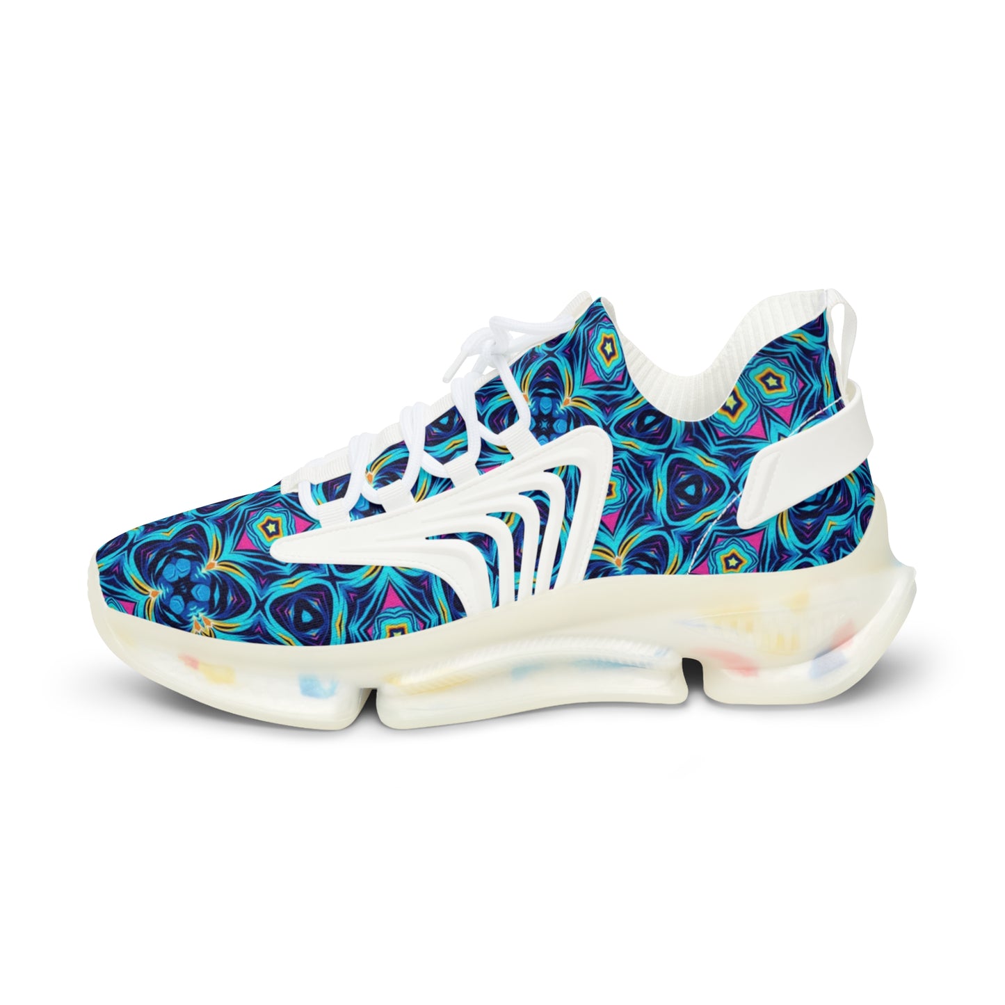 Men's Blue Geometric Kaleidoscope Mesh Sneakers