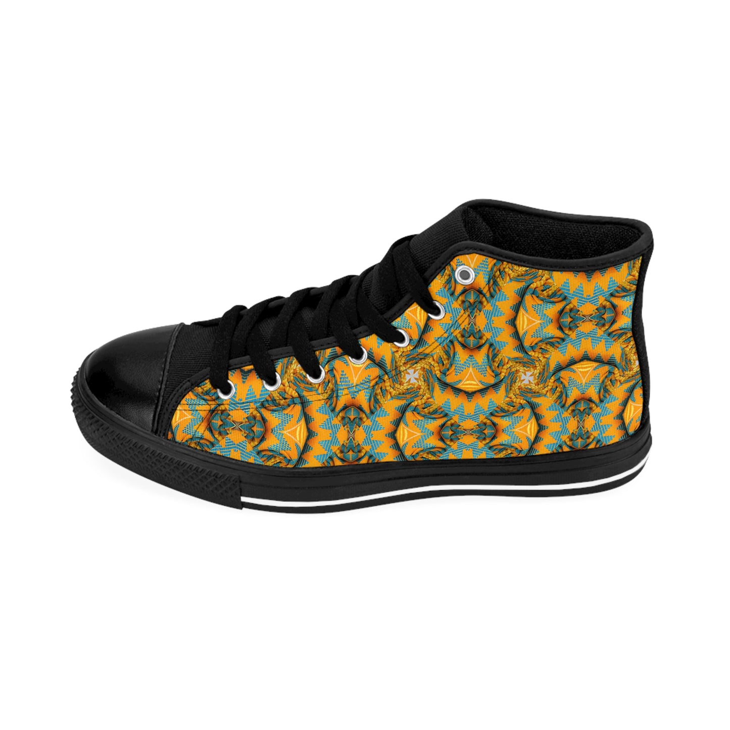 Women's Golden Kaleidoscope Pattern High Top Sneakers