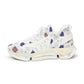 Men's White Blue & Red Patterned Mesh Sneakers