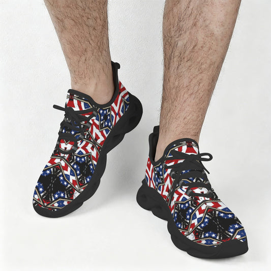 Men's Patriotic Star Kaleidoscope Pattern All-Over Print Twisted Sole Sneakers