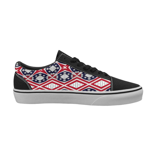 Men's Patriotic Red White Blue Geometric Low Top Skateboarding Shoes