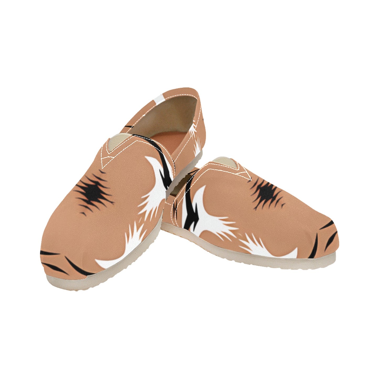 Women's Retro Brown Floral Wave Design Classic Canvas Slip-On