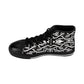 Men's Black Intricate Silver Chain Tattoo Pattern High-Top Sneakers