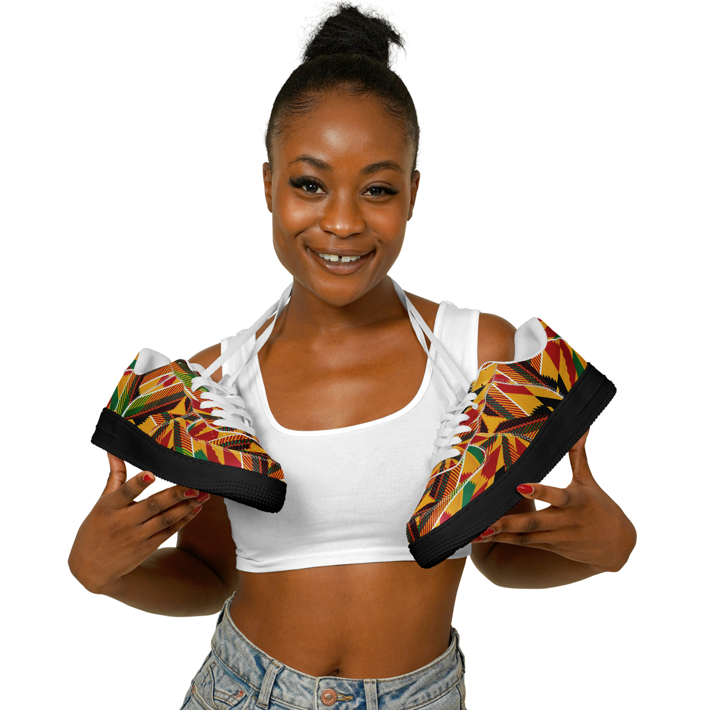 Men's Vibrant African Kente Geometric All-Over Print Core Low Shoes