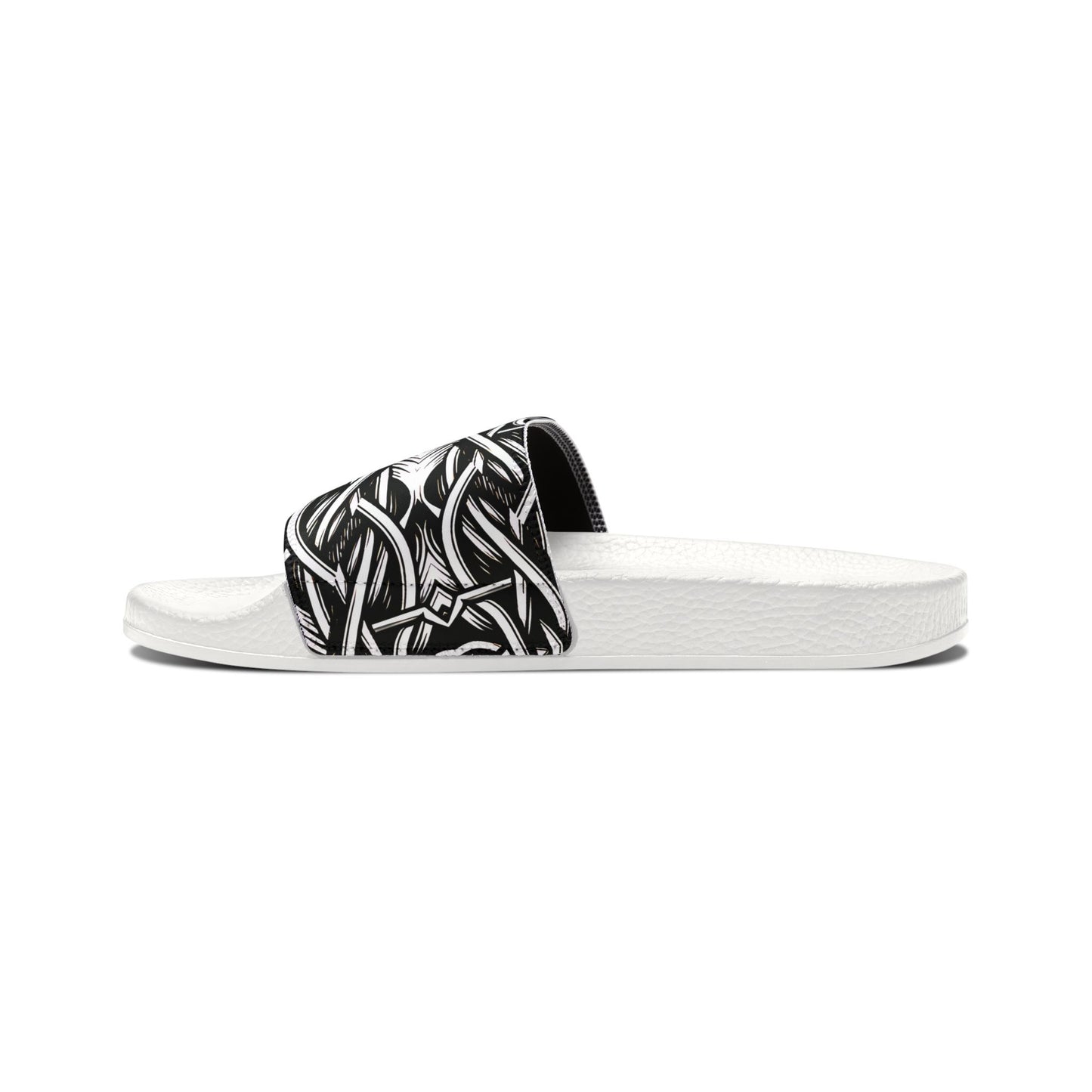 Men's White Chain Link Slide for Casual, Beach & Pool Removable-Strap Sandals