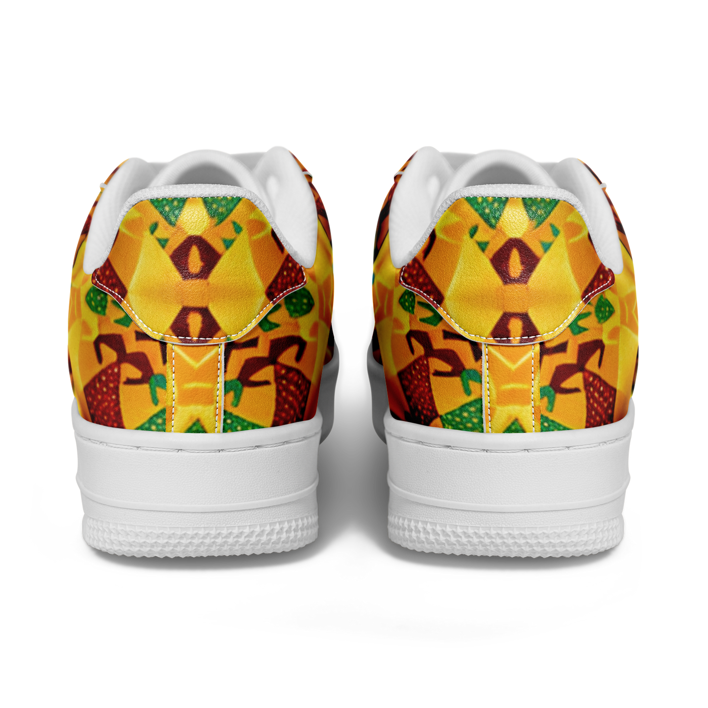 Men's Vibrant Red Yellow & Green African Kente Geometric Pattern All-Over Print Core Low Shoes