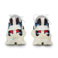 Men's Bold Red, White & Blue Geometric Pattern All Over Print Mesh Sneakers