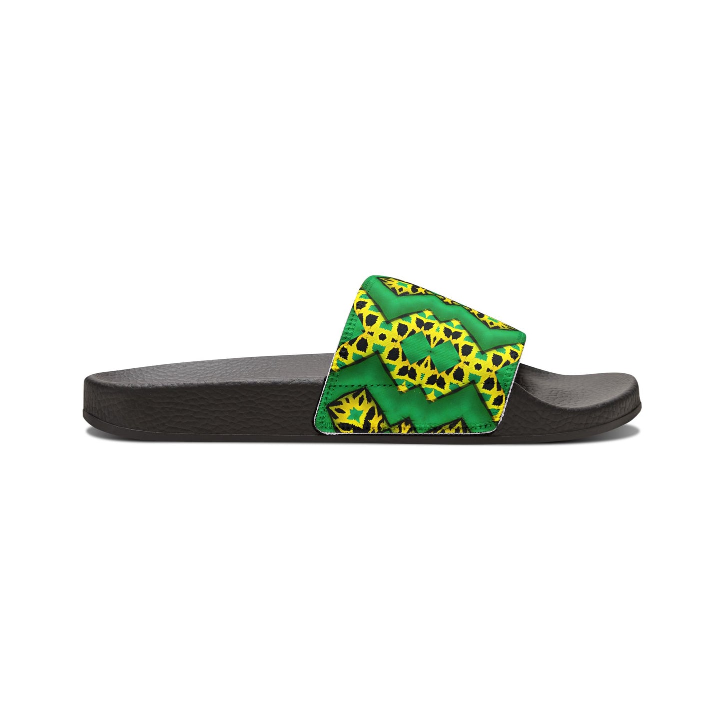 Women's Green & Yellow Kaleidoscope Removable-Strap Pool Slides