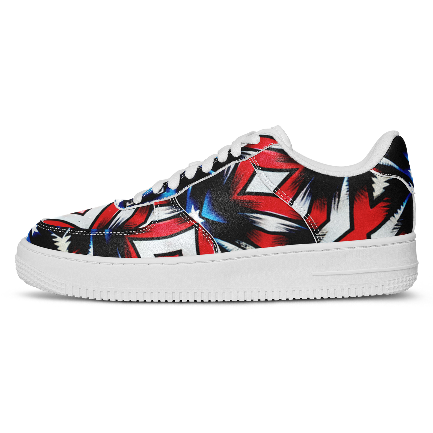 Men's Red White Blue Geometric Pattern All-Over Print Core Low Shoes