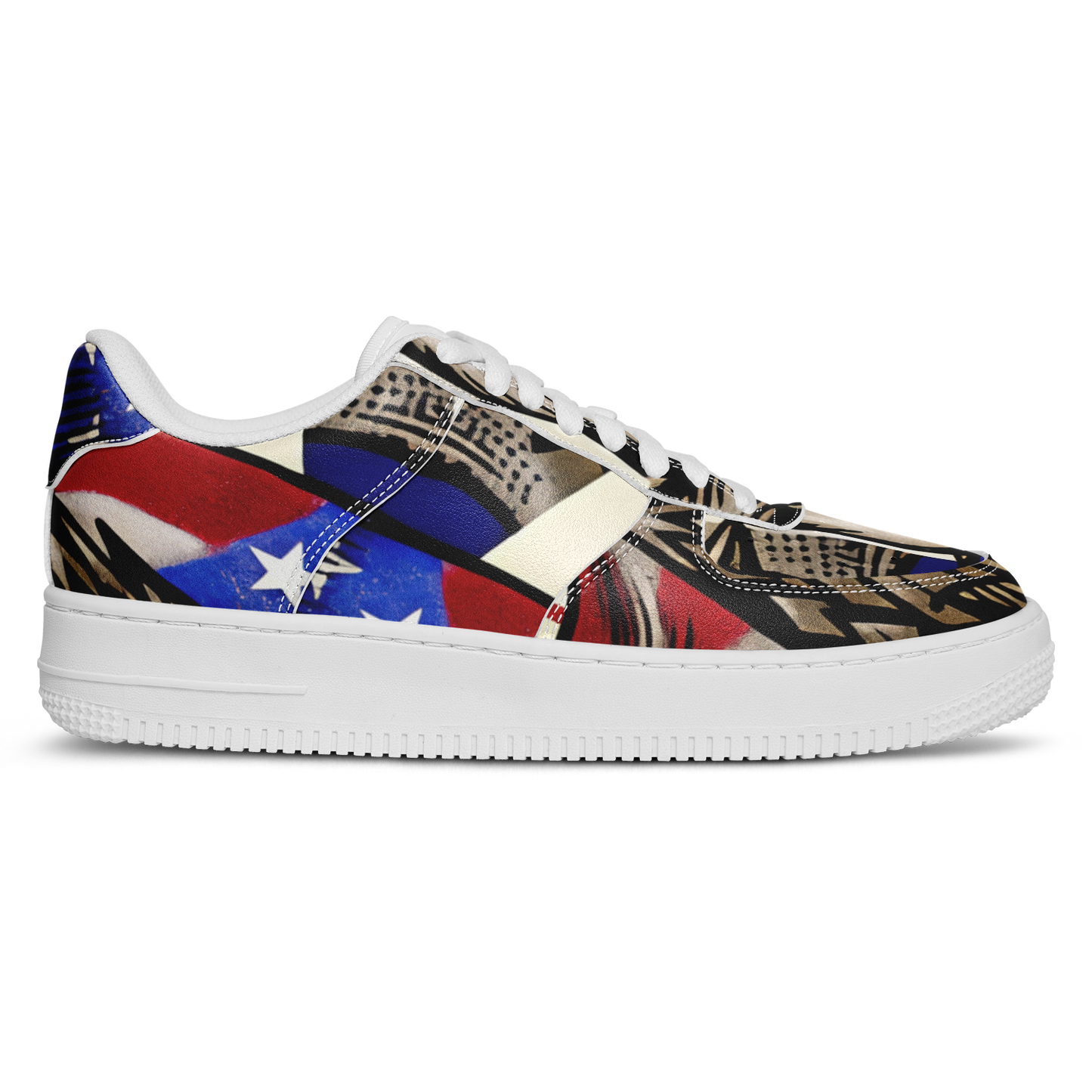 Men's Patriotic Star Kaleidoscope Pattern All-Over Print Core Low Shoes