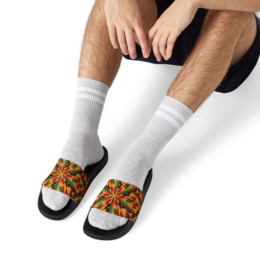 Men's Kente Pattern Removable Strap Casual Beach Slides