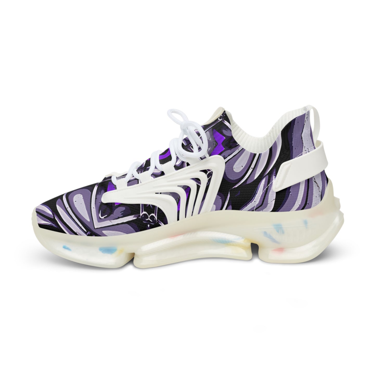 Men's Purple Swirl Mesh Sneakers with White Sole
