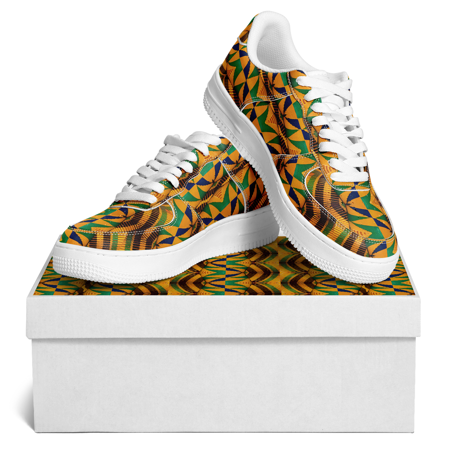 Men's Vibrant African Kente Geometric Pattern All-Over Print Core Low Shoes